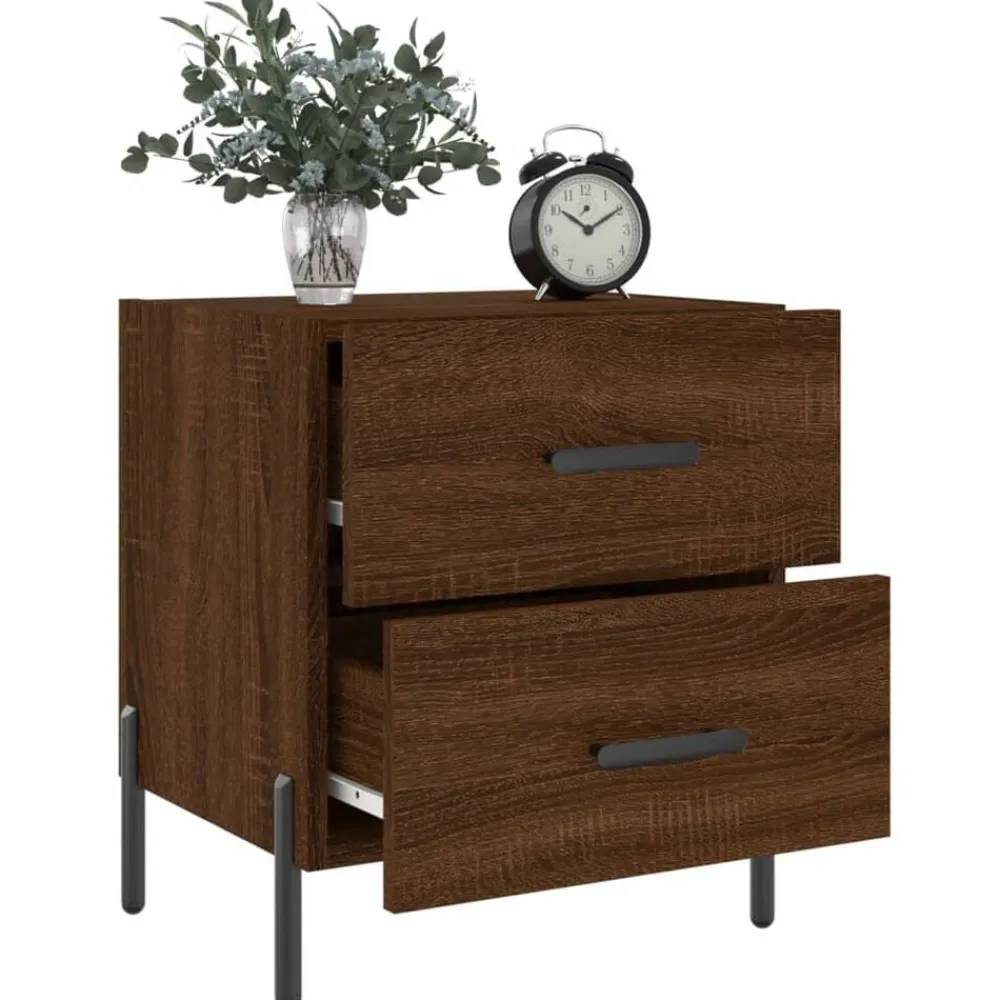 vidaXL Mesas-Mesita noche 2 uds madera ingeniería marrón roble 40x35x47,5 cm