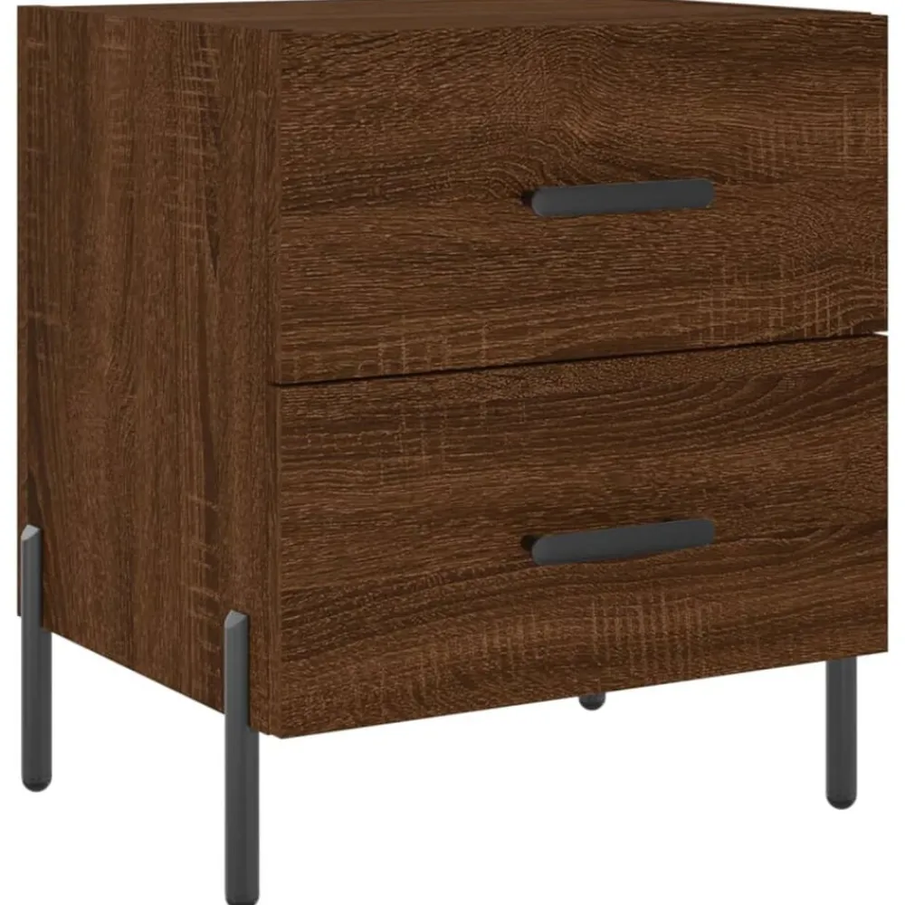 vidaXL Mesas-Mesita noche 2 uds madera ingeniería marrón roble 40x35x47,5 cm