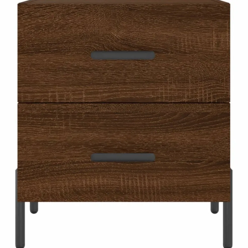 vidaXL Mesas-Mesita noche 2 uds madera ingeniería marrón roble 40x35x47,5 cm