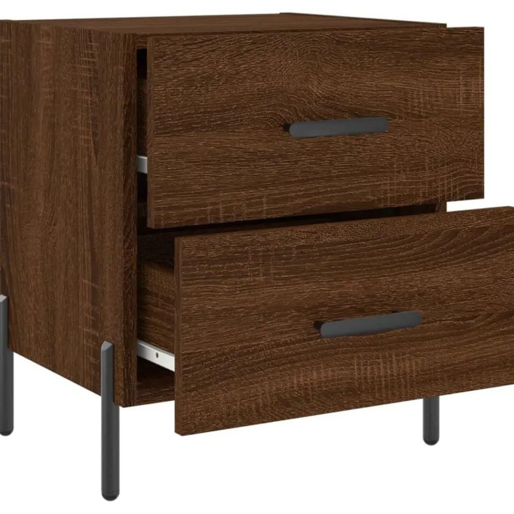 vidaXL Mesas-Mesita noche 2 uds madera ingeniería marrón roble 40x35x47,5 cm