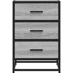 vidaXL Mesita noche madera ingeniería 40x34,5x60 cm metal Gris sonoma Hot
