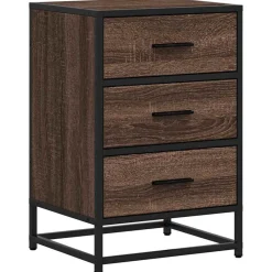 vidaXL Mesita noche madera ingeniería roble marrón 40x34,5x60cm metal Marrón roble New