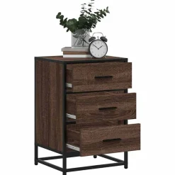 vidaXL Mesita noche madera ingeniería roble marrón 40x34,5x60cm metal Marr&oacute;n roble New