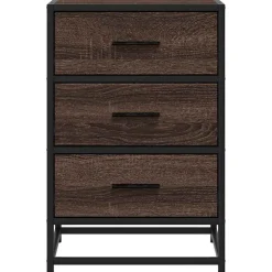 vidaXL Mesita noche madera ingeniería roble marrón 40x34,5x60cm metal Marr&oacute;n roble New