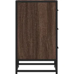 vidaXL Mesita noche madera ingeniería roble marrón 40x34,5x60cm metal Marr&oacute;n roble New