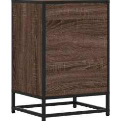 vidaXL Mesita noche madera ingeniería roble marrón 40x34,5x60cm metal Marr&oacute;n roble New