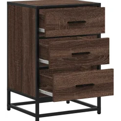 vidaXL Mesita noche madera ingeniería roble marrón 40x34,5x60cm metal Marr&oacute;n roble New