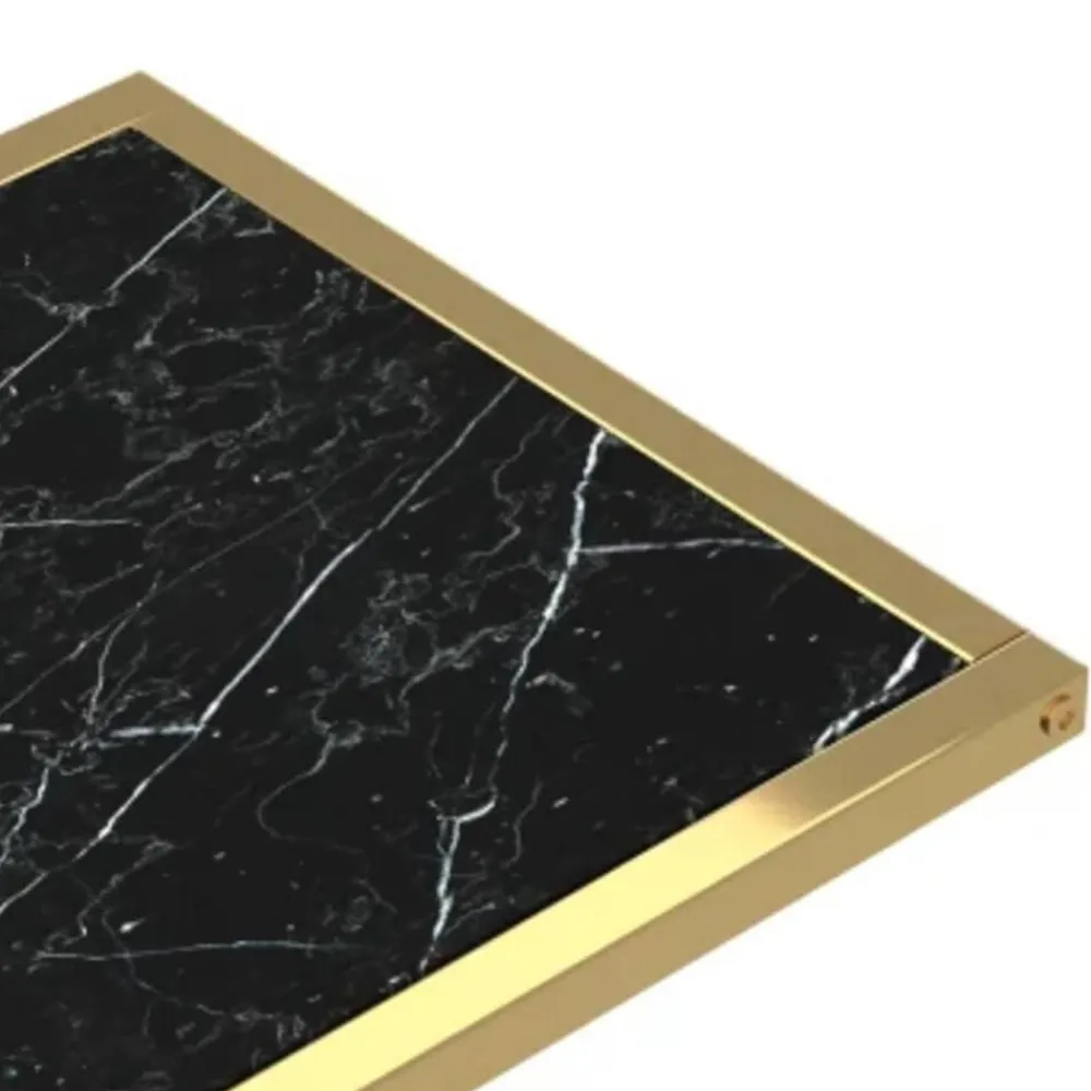 vidaXL Mesita ordenador vidrio transparente negro mármol 50x35x65cm Dorado y negro mármol Outlet