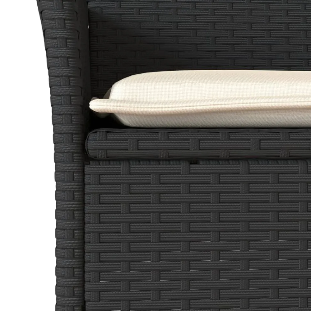 vidaXL Mesita y sillas con cojines 3 pzas ratán sintético vidrio Negro Sale
