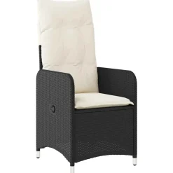 vidaXL Muebles De Jardín-Mesita y sillas jardín 5 pzas y cojines ratán sintético negro