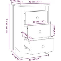 vidaXL Mesas-Mesitas de noche 2 uds madera maciza de pino 40x35x61,5cm