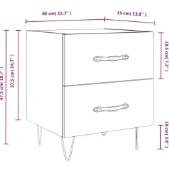 vidaXL Mesitas de noche 2 uds madera ingeniería 40x35x47,5 cm Blanco Online