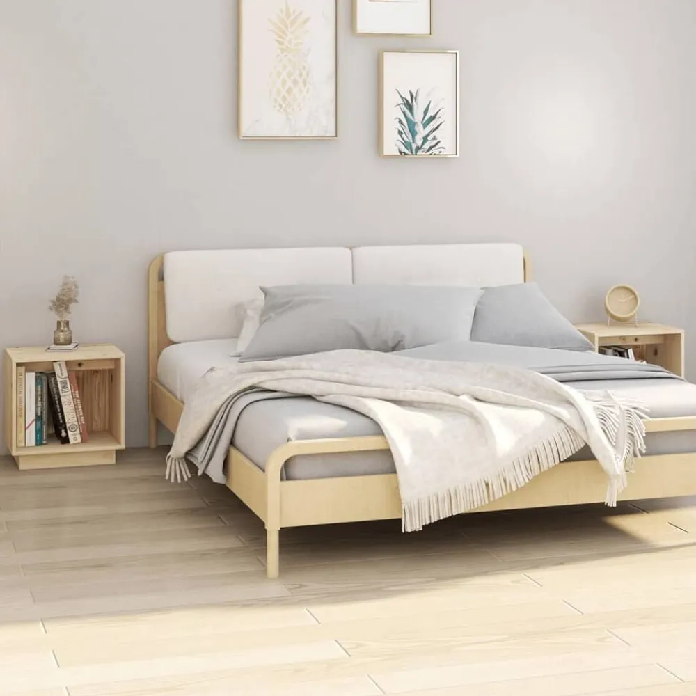 vidaXL Mesas-Mesitas de noche 2 uds madera maciza de pino 40x30x40 cm