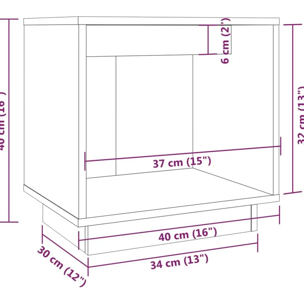 vidaXL Mesas-Mesitas de noche 2 uds madera maciza de pino 40x30x40 cm