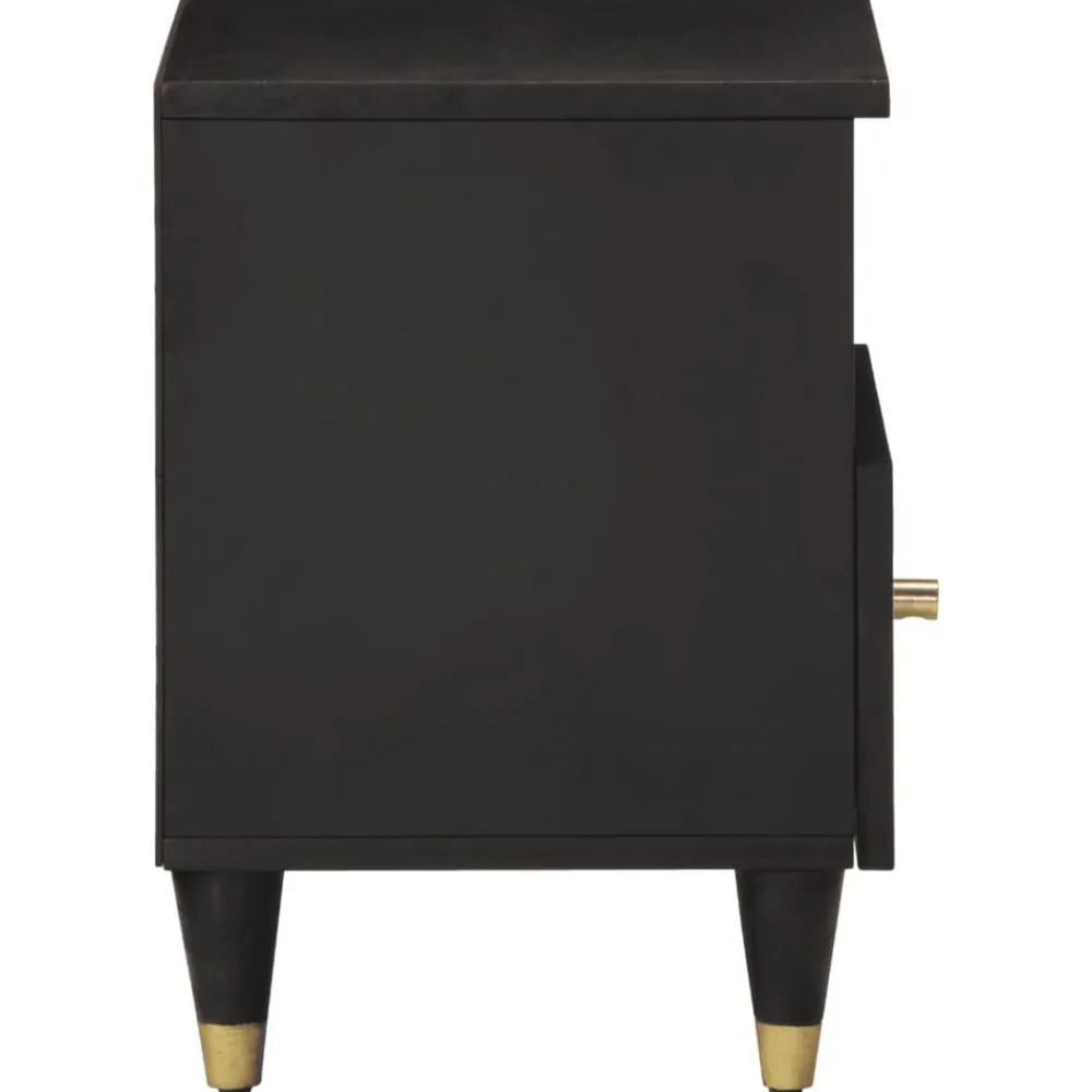 vidaXL Mesitas de noche 2 uds madera maciza de mango 40x33x46 cm Negro New