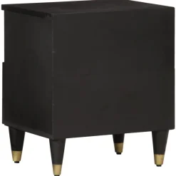 vidaXL Mesitas de noche 2 uds madera maciza de mango 40x33x46 cm Negro New