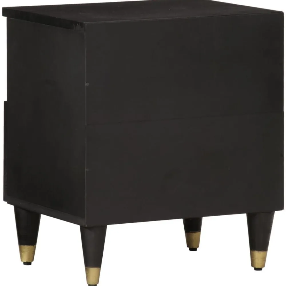 vidaXL Mesitas de noche 2 uds madera maciza de mango 40x33x46 cm Negro New
