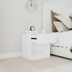 vidaXL Mesitas de noche con cajón 2 unidades blancas Blanco Best