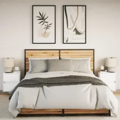 vidaXL Mesas-Mesitas de noche de pared con luces LED 2 unidades