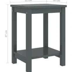 vidaXL Mesitas de noche madera maciza de pino 35x30x47cm Gris oscuro Clearance
