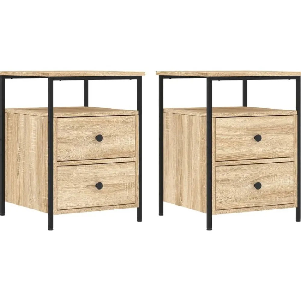vidaXL Mesitas noche 2 uds madera ingeniería 44x45x60 cm Roble Sonoma Best