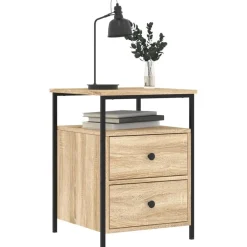 vidaXL Mesitas noche 2 uds madera ingeniería 44x45x60 cm Roble Sonoma Best
