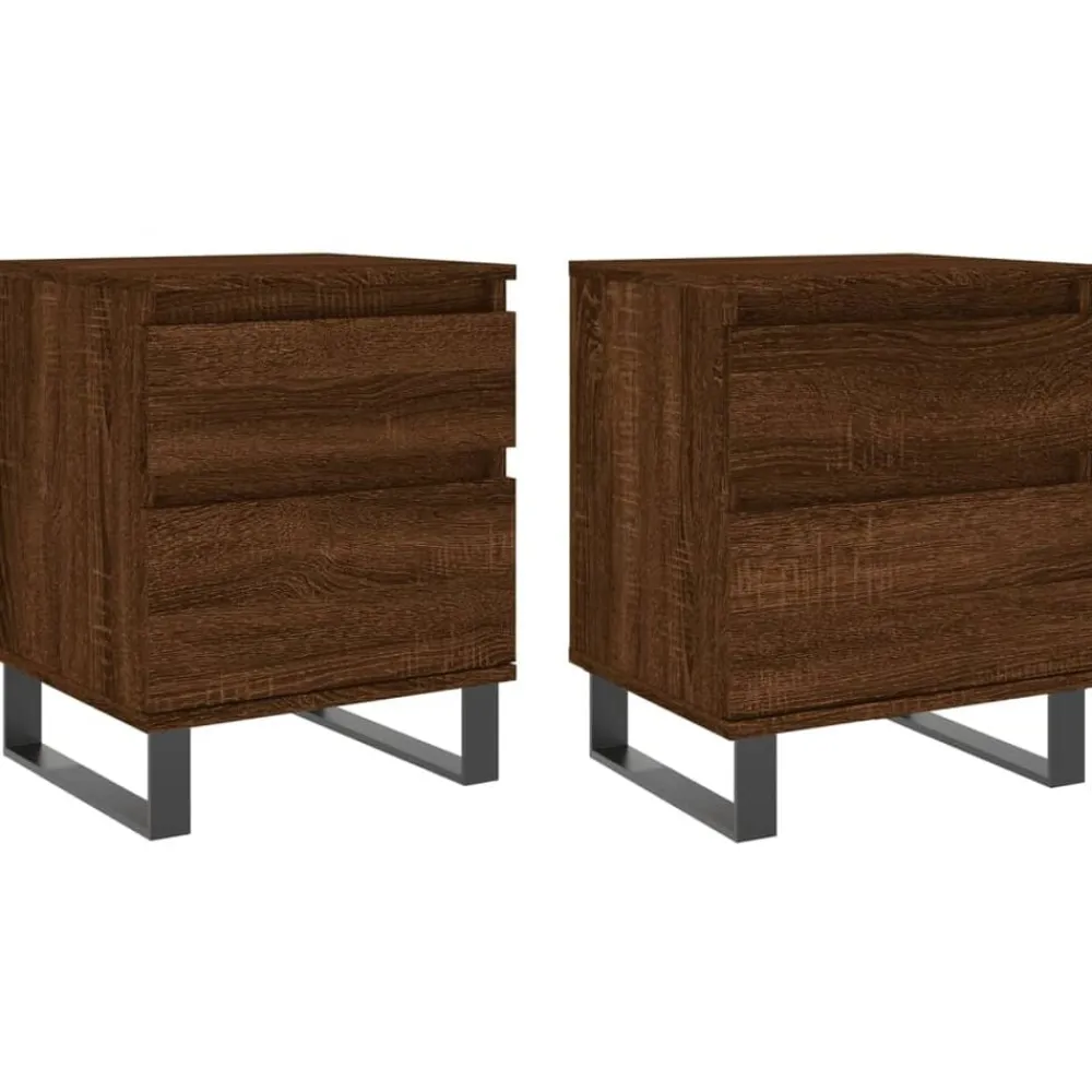 vidaXL Mesas-Mesitas noche 2 uds madera ingeniería marrón roble 40x35x50 cm