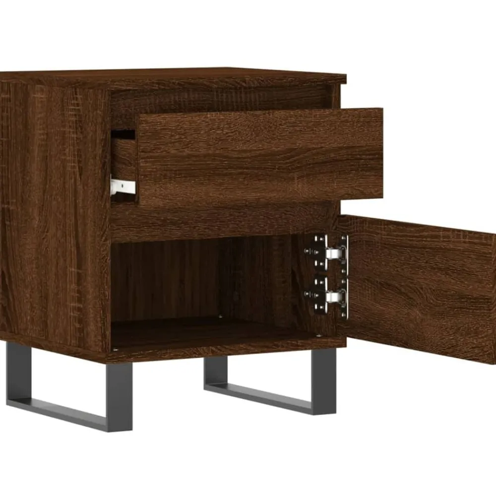 vidaXL Mesas-Mesitas noche 2 uds madera ingeniería marrón roble 40x35x50 cm