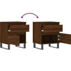 vidaXL Mesas-Mesitas noche 2 uds madera ingeniería marrón roble 40x35x50 cm