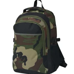 vidaXL Mochila de colegio 40 L negra y Camuflaje Best