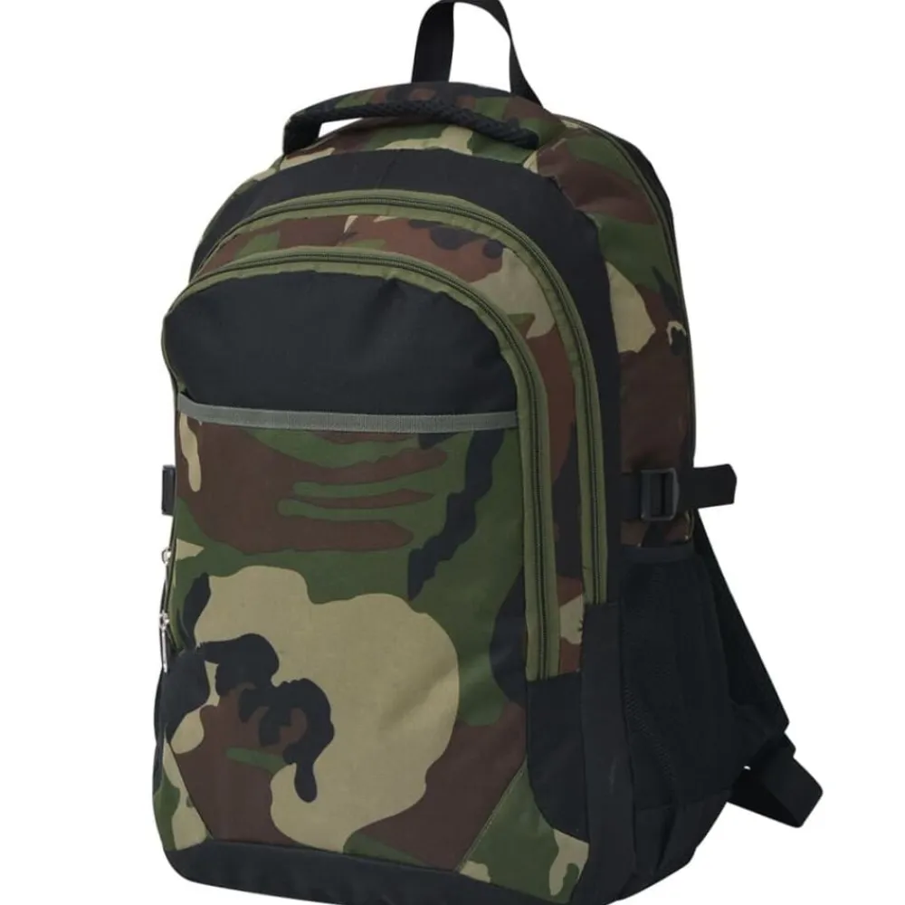 vidaXL Mochila de colegio 40 L negra y Camuflaje Best