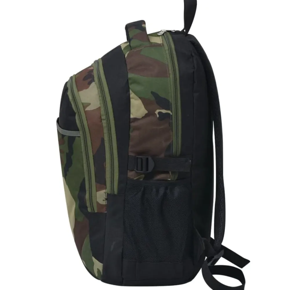 vidaXL Mochila de colegio 40 L negra y Camuflaje Best