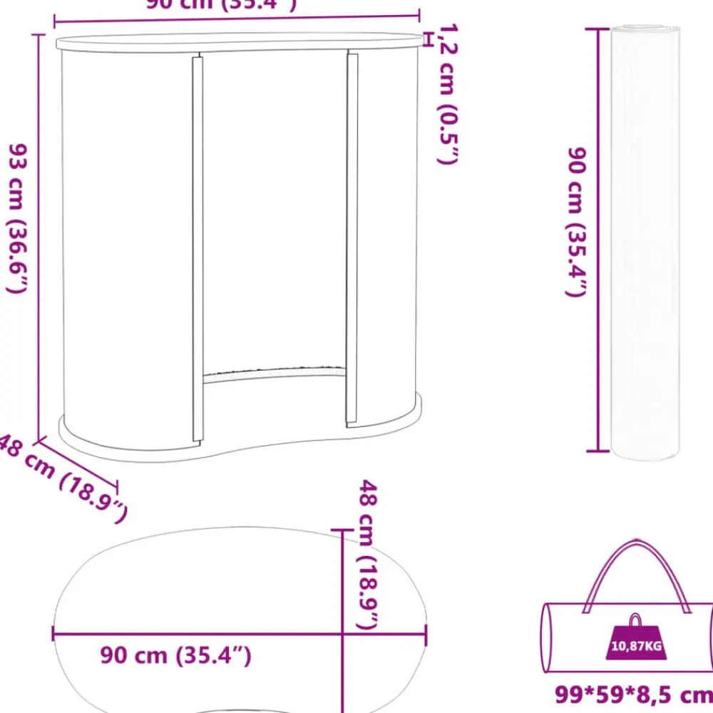 vidaXL Mostrador de feria plegable madera de ingeniería 90x48x93 cm Discount