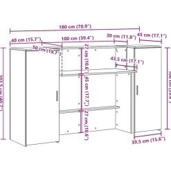 vidaXL Mostrador de recepción sonoma gris 180x50x103,5 cm Gris sonoma Discount