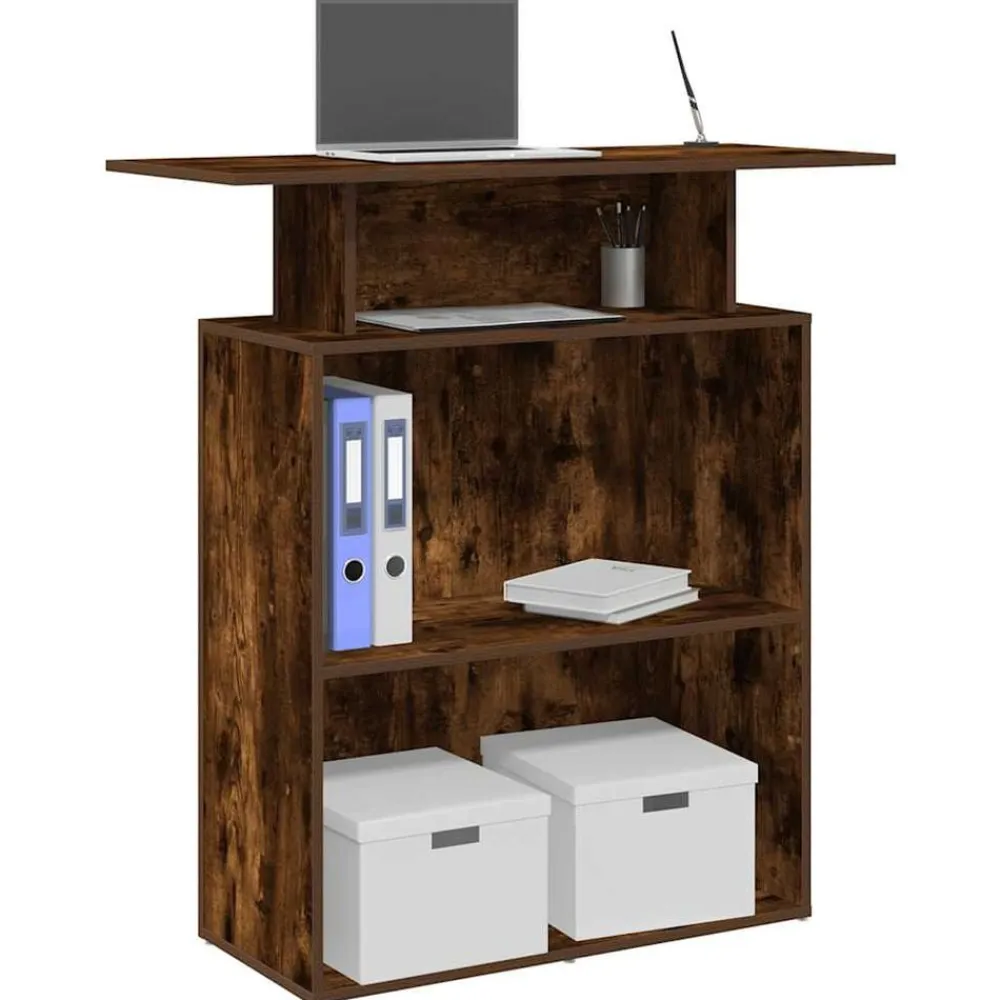vidaXL Mostrador de recepción 100x40x104 cm Roble ahumado Clearance