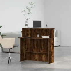 vidaXL Mostrador de recepción 100x40x104 cm Roble ahumado Clearance