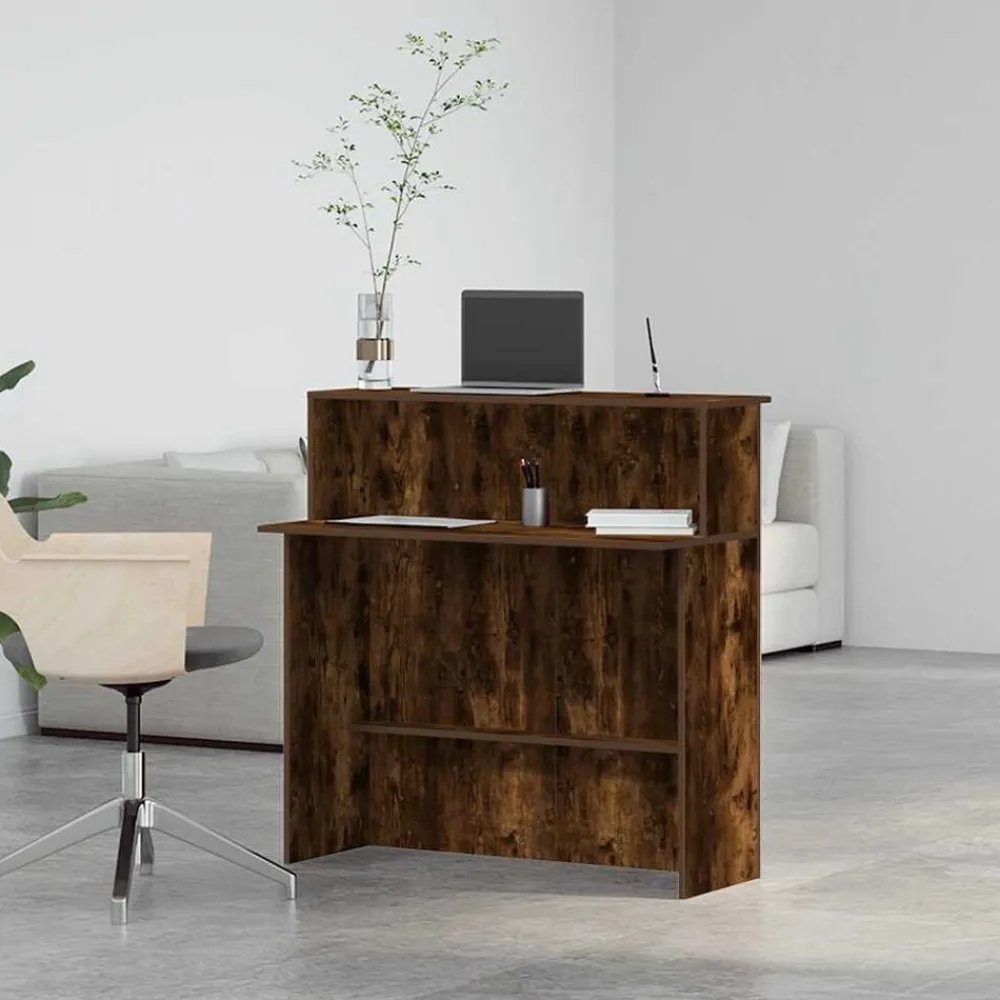 vidaXL Mostrador de recepción 100x40x104 cm Roble ahumado Clearance