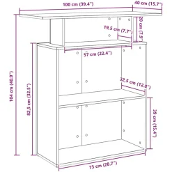 vidaXL Mostrador de recepción 100x40x104 cm Roble ahumado Clearance