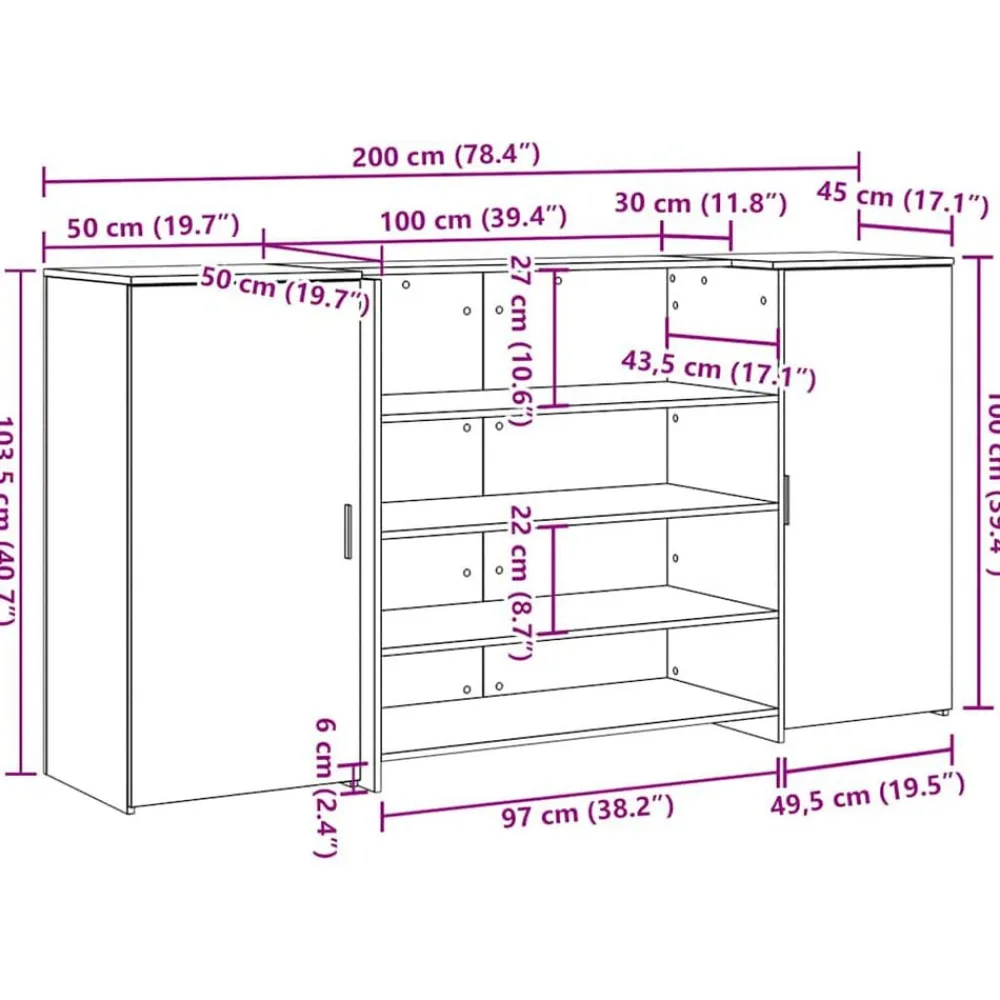 vidaXL Mobiliario De Oficina-Mostrador de recepción 200x50x103,5 cm