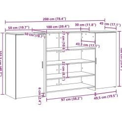 vidaXL Mostrador de recepción roble artisian 200x50x103,5 cm Roble artisan