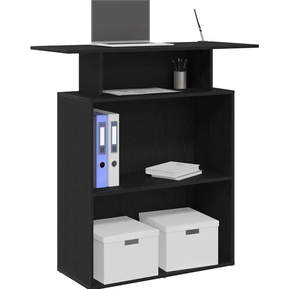 vidaXL Mostrador de recepción 100x40x104 cm Madera de ingeniería Negro Best