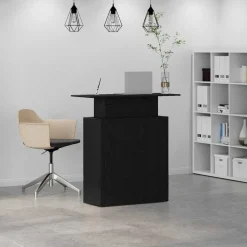vidaXL Mostrador de recepción 100x40x104 cm Madera de ingeniería Negro Best