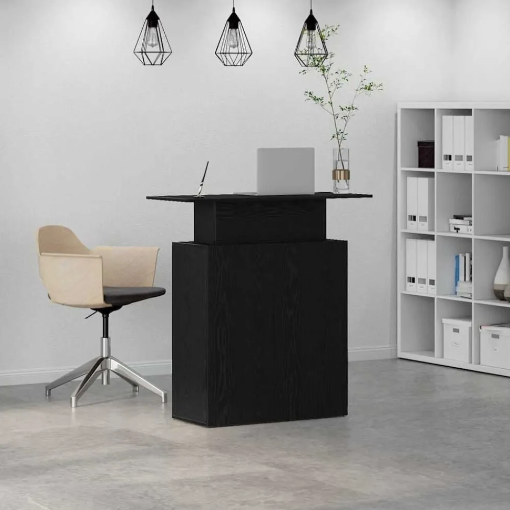 vidaXL Mostrador de recepción 100x40x104 cm Madera de ingeniería Negro Best