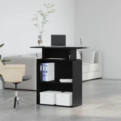 vidaXL Mostrador de recepción 100x40x104 cm Madera de ingeniería Negro Best