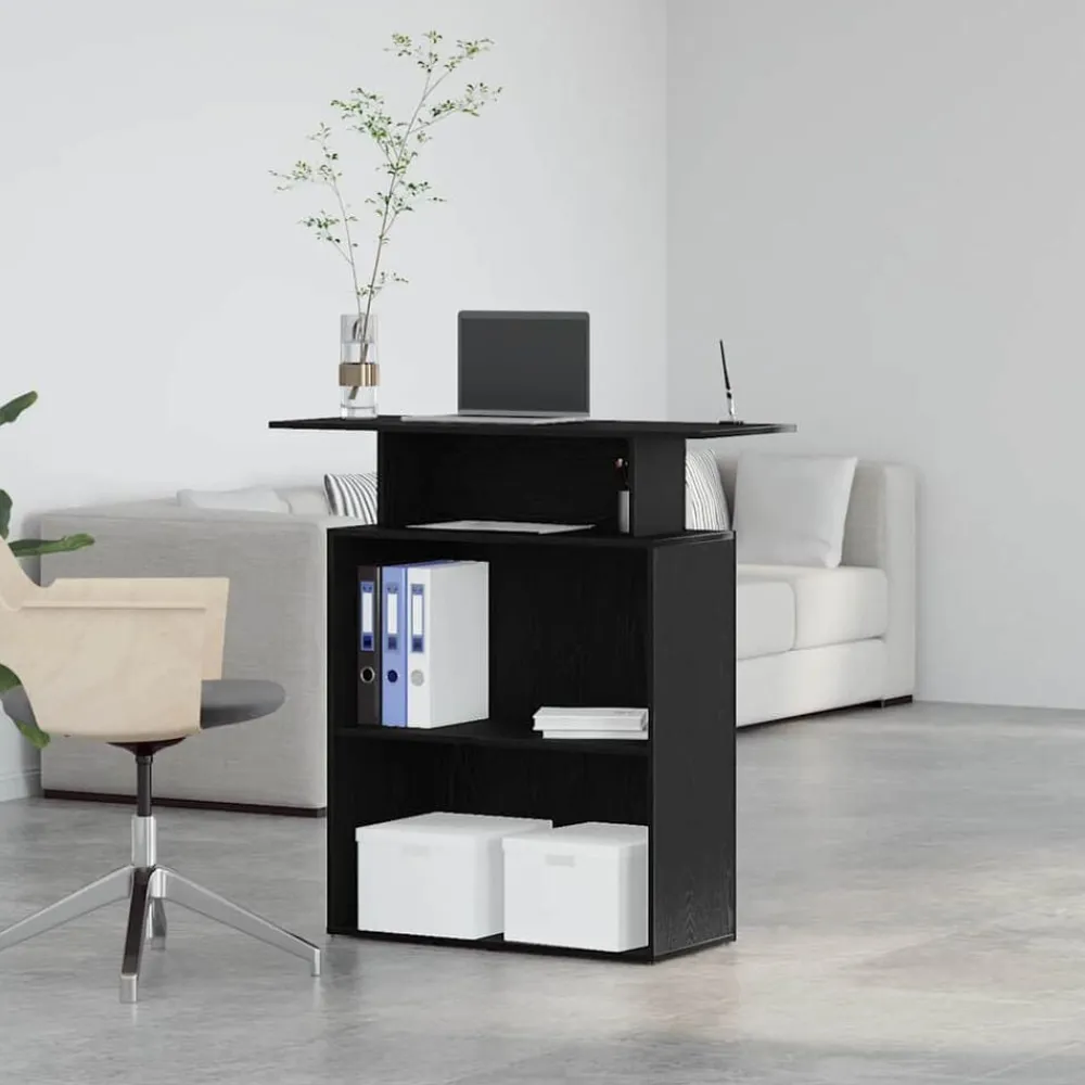 vidaXL Mostrador de recepción 100x40x104 cm Madera de ingeniería Negro Best
