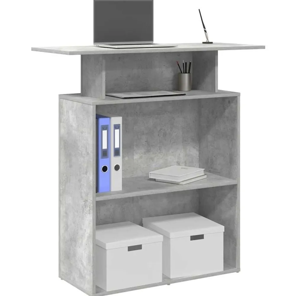 vidaXL Mobiliario De Oficina-Mostrador de recepción gris hormigón 100x40x104 cm