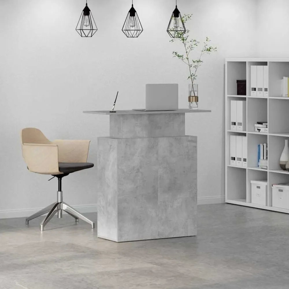 vidaXL Mobiliario De Oficina-Mostrador de recepción gris hormigón 100x40x104 cm