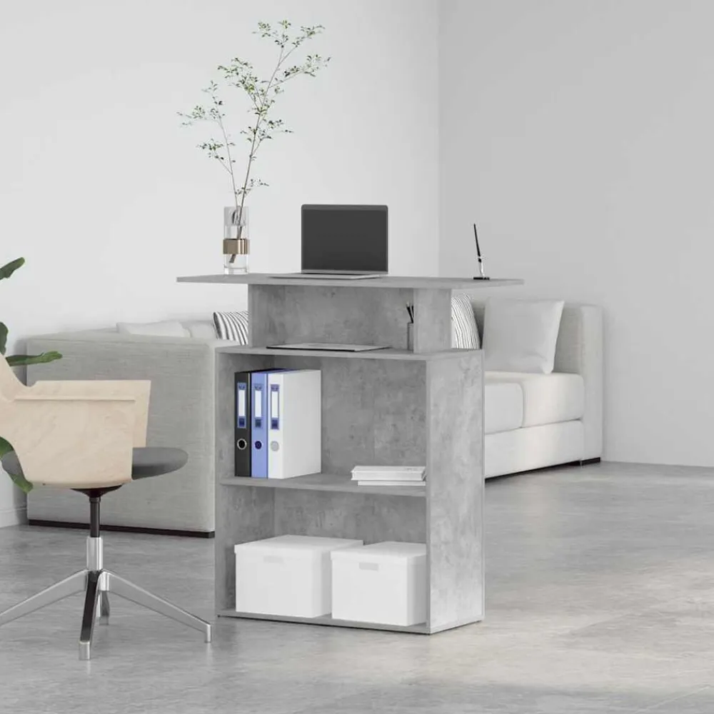 vidaXL Mobiliario De Oficina-Mostrador de recepción gris hormigón 100x40x104 cm