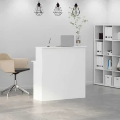 vidaXL Mostrador de recepción 100x50x103,5 cm madera de ingeniería Blanco Outlet