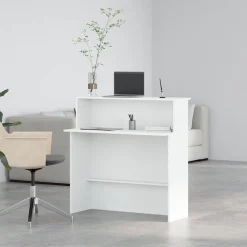 vidaXL Mostrador de recepción 100x50x103,5 cm madera de ingeniería Blanco Outlet